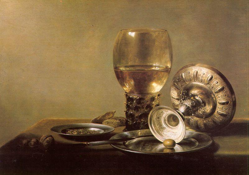 Pieter Claesz Still Life with Wine Glass and Silver Bowl oil painting picture